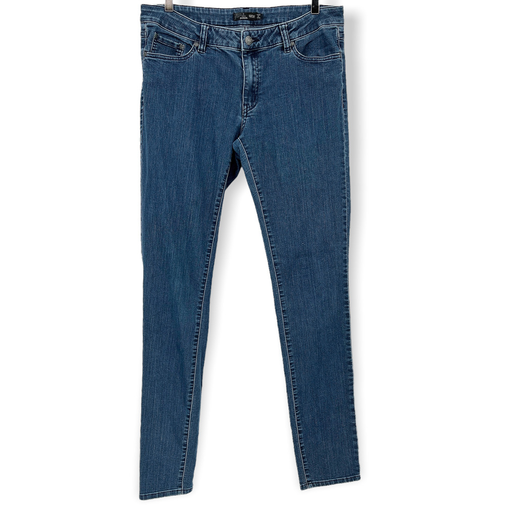 Prana Kara Blue Organic Cotton Mid Rise Stretch Denim Skinny Jeans Size 12/31